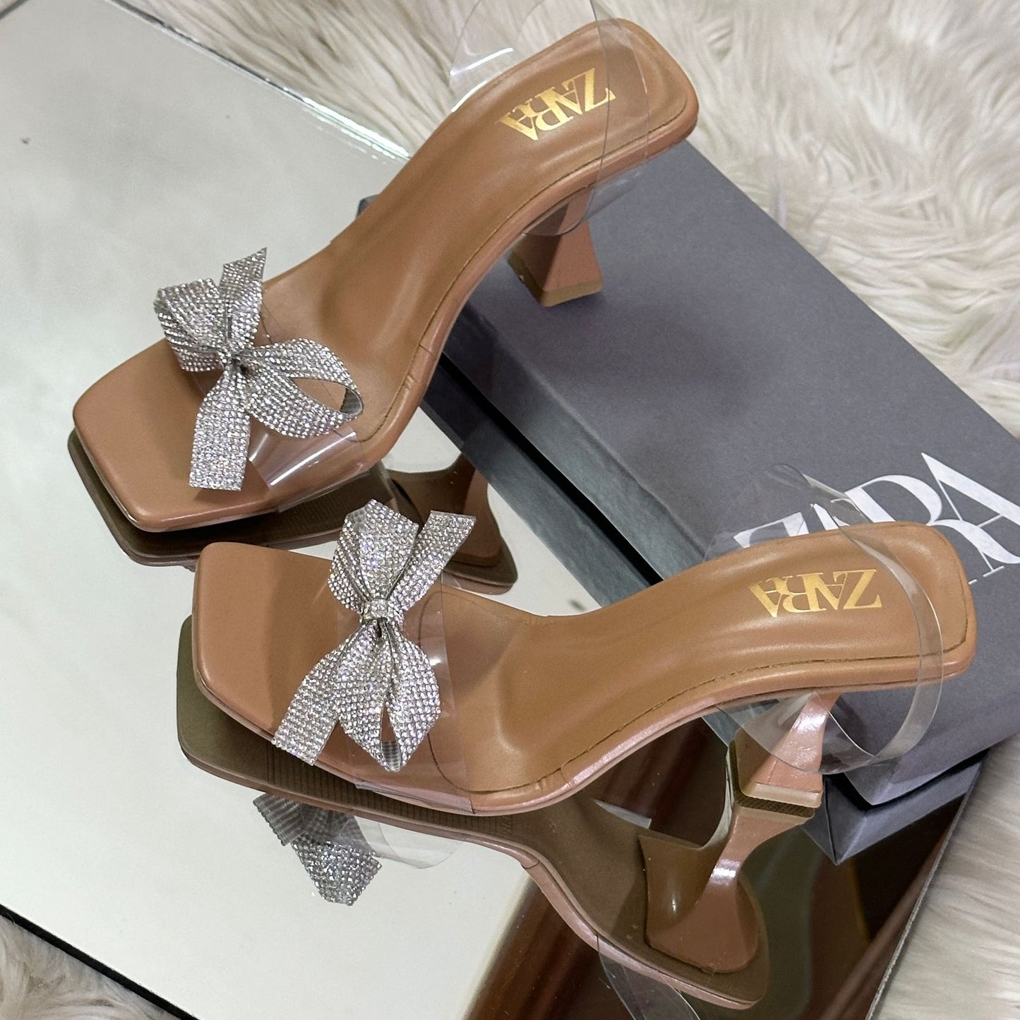 ZARA RESTOCK — Women's Transparent Heel Slippers (Brown)