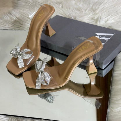 ZARA RESTOCK — Women's Transparent Heel Slippers (Brown)