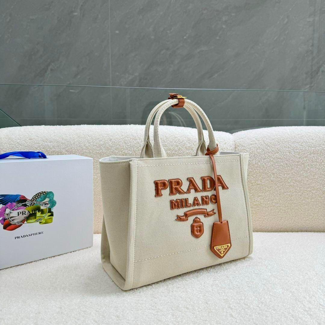 PRADA — Linen Blend Women's Tote Bag (Limited Stock) (Cream)
