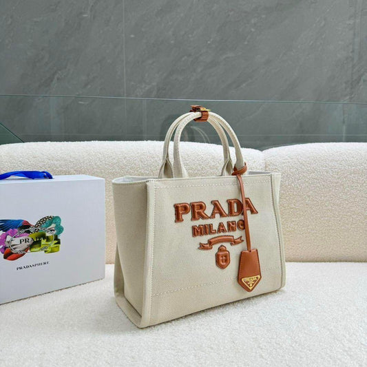 PRADA — Linen Blend Women's Tote Bag (Limited Stock) (Cream)