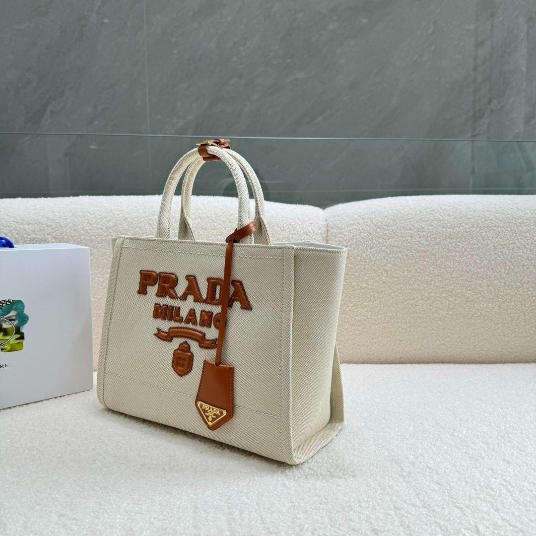 PRADA — Linen Blend Women's Tote Bag (Limited Stock) (Cream)