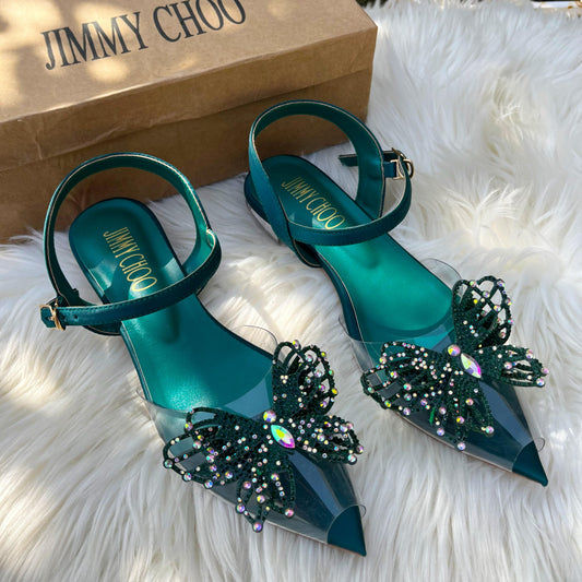 JIMMY CHOO — Women's Slippers (With Brand Box) (Green)