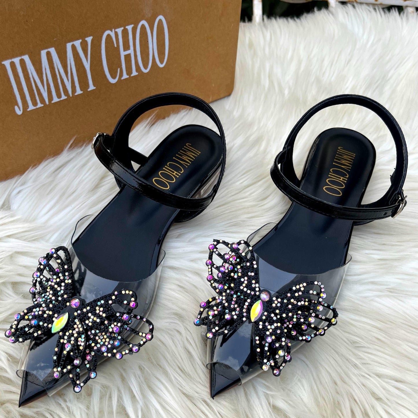 JIMMY CHOO — Women's Slippers (With Brand Box) (Black)