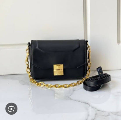 CHARLES & KEITH — Faux Leather Shoulder Bag (With Paper Bag & Tag) (Black)