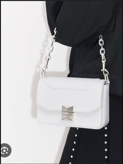 CHARLES & KEITH — Faux Leather Shoulder Bag (With Paper Bag & Tag) (White)