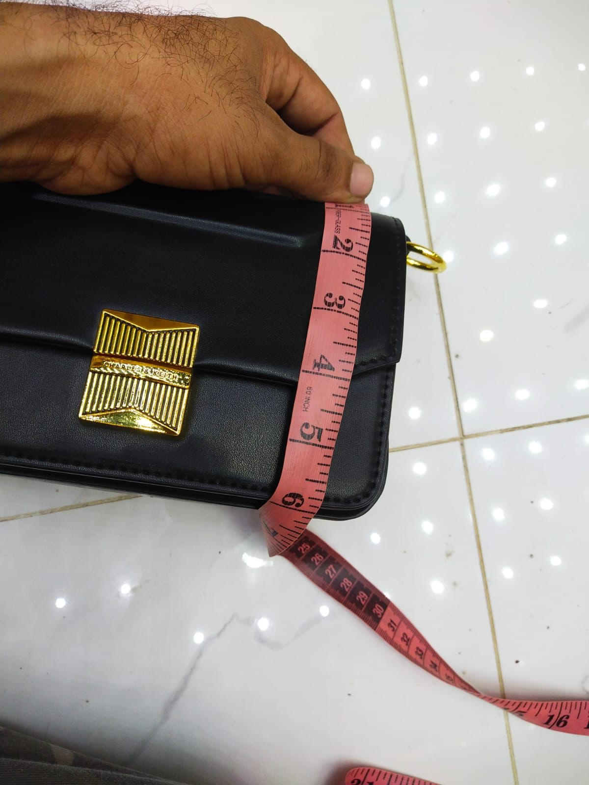 CHARLES & KEITH — Faux Leather Shoulder Bag (With Paper Bag & Tag) (Black)