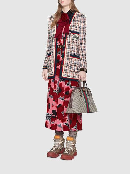 GUCCI — Women's Hand Bag with Long Belt (Full Branded Packaging) (Beige & Brown)