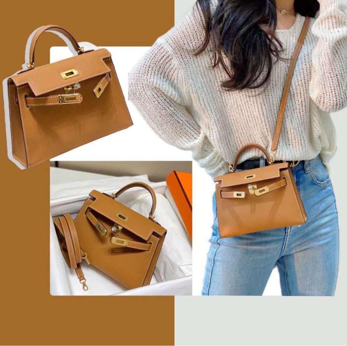 H-E-R-M-È-S Kelly 20 Mini Sellier – Petite Icon Women Bag (Brown)