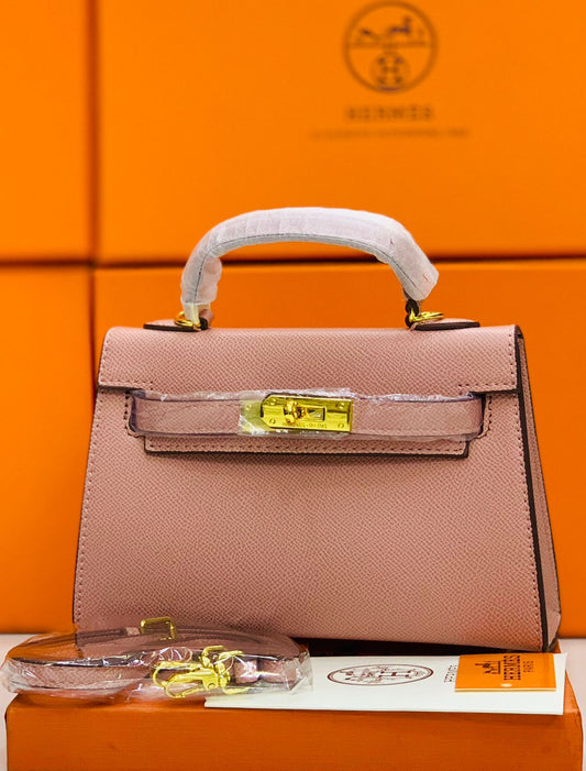 H-E-R-M-È-S Kelly 20 Mini – Elegant PU Leather Women Bag | Premium Quality (Pink)