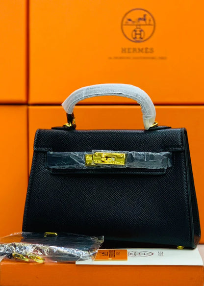 H-E-R-M-È-S Kelly 20 Mini Sellier – Petite Icon Women Bag (Black)