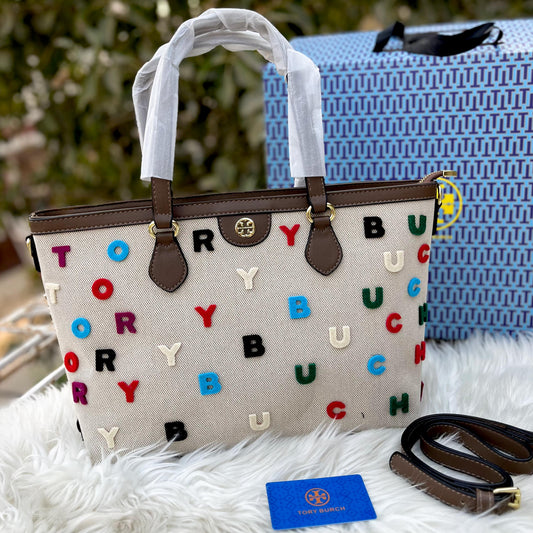 TORY BURCH — Women's Signature Tote Bag (Includes Brand Belt, Card, Tag & Dust Bag) (Chocolate)