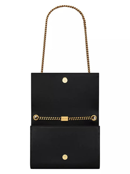 SAINT LAURENT — Kate Small YSL Crossbody Bag (Lambskin Leather | Gold Hardware) (Black)