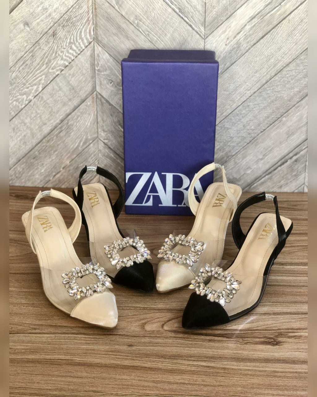 ZARA — Women's Transparent Kitten Heels (Size 36–42 | With Brand Box | Restock) (Cream)