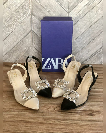 ZARA — Women's Transparent Kitten Heels (Size 36–42 | With Brand Box | Restock) (Black)