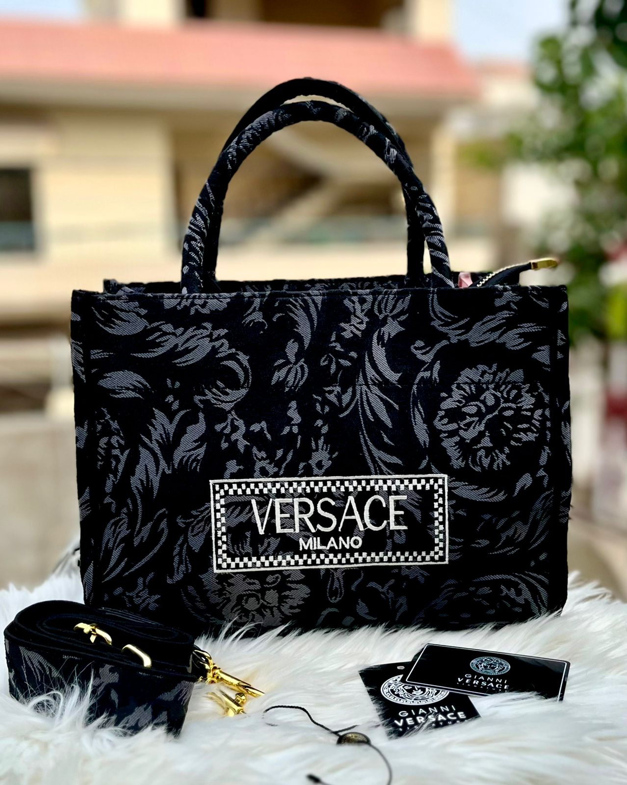 VERSACE — Embroidered Women's Handbag (Master Quality | Full Branding | Premium Finish) (Black)