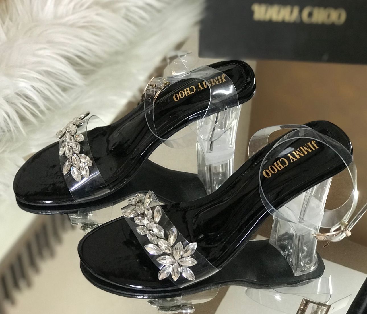 Jimmy Choo — Women's Slippers (Same As Original | Premium Quality | Brand Box Included) (Black)