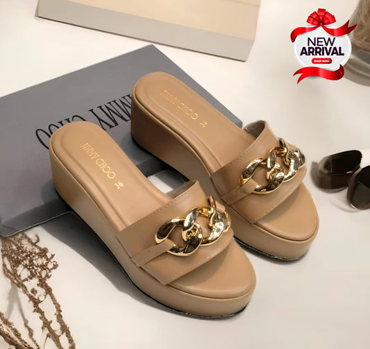 Jimmy Choo — Women's Wedge Slippers (Elegant Design | Full Size Range | Brand Box Included) (Brown)