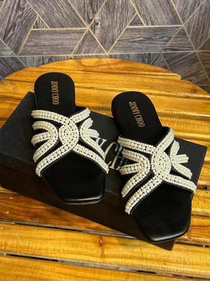 Jimmy Choo — Women's Pearls Flat (Restock | Elegant Design | Brand Box Included) (Black)