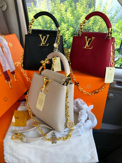 Louis Vuitton — Mini Capucines Bag (AAA Quality | Brand Box & Card Included) (Maroon)