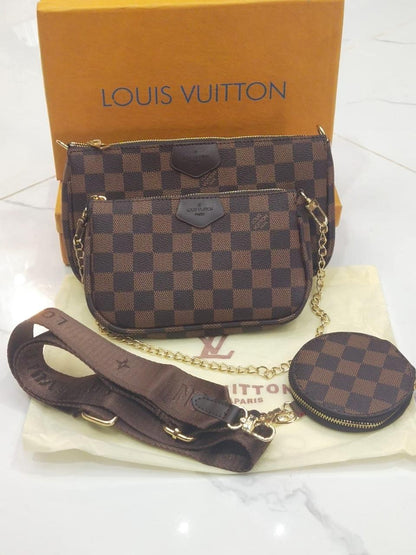 Louis Vuitton — 2 Pouch Bag with Coin Pouch (AAA Quality | Complete Packaging) (Chocolate Brown)