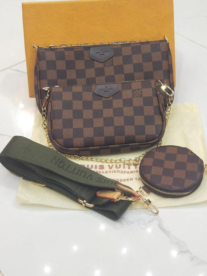 Louis Vuitton — 2 Pouch Bag with Coin Pouch (AAA Quality | Complete Packaging) (Chocolate Brown)