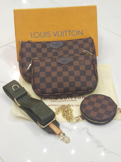 Louis Vuitton — 2 Pouch Bag with Coin Pouch (AAA Quality | Complete Packaging) (Chocolate Brown)