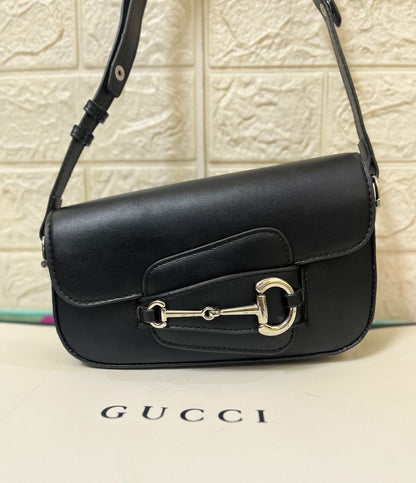Gucci Horsebit 1955 Monogram Small Shoulder Bag (Black)
