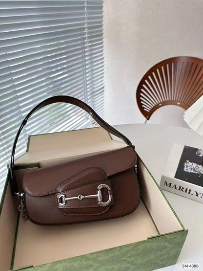 Gucci Horsebit 1955 Monogram Small Shoulder Bag (Brown)