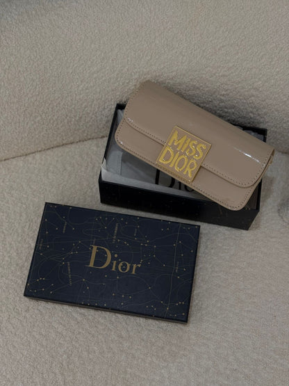 Dior Miss – Patent Leather Calfskin Shoulder Bag (Beige)