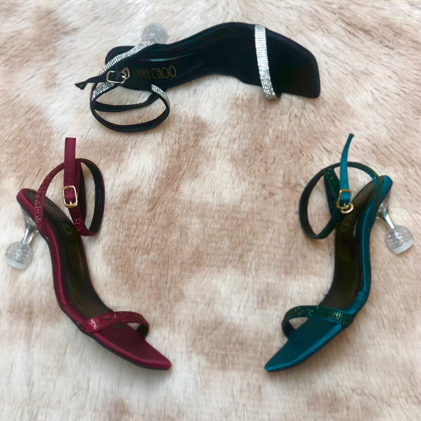 Jimmy Choo Transparent Heels – 2.5" Elegance (Maroon)