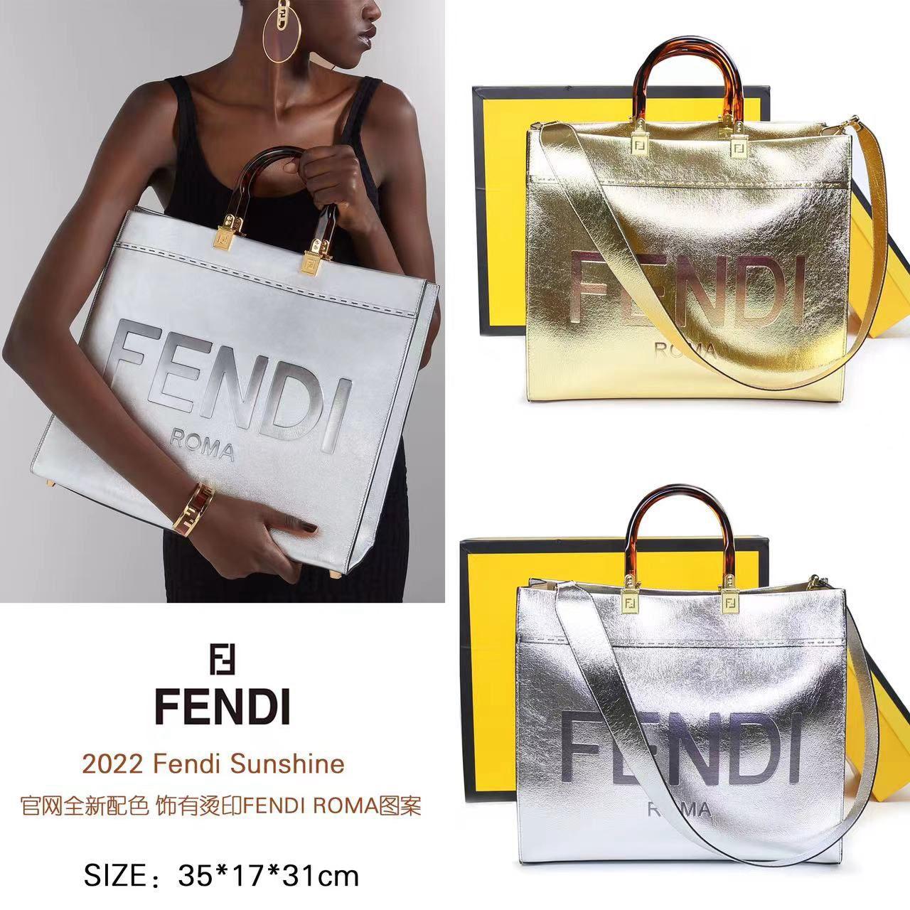 F-E-N-D-I Inspired Sunshine Tote – Premium Women Bag (Straw & Leather){silver}