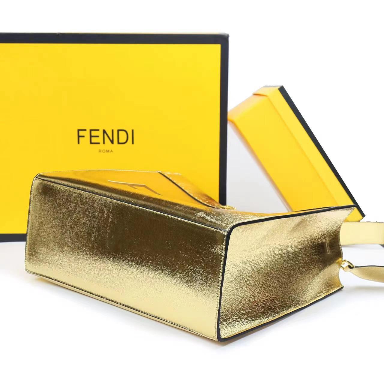 F-E-N-D-I-Inspired Tote Sunshine – Luxury Women Bag (Straw & Leather){Golden}