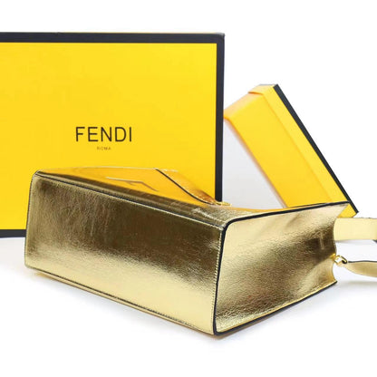 F-E-N-D-I-Inspired Tote Sunshine – Luxury Women Bag (Straw & Leather){Golden}