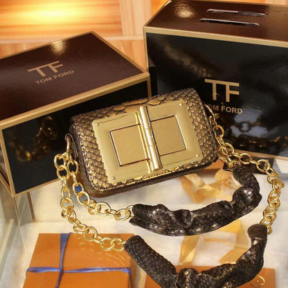 T-O-M F-O-R-D Natalia-Inspired Chain Shoulder Women Bag – Luxe Statement Edition (Gold)