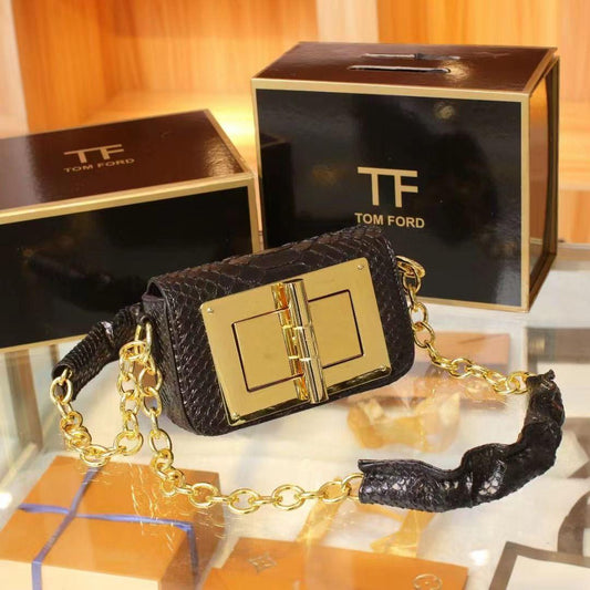 T-O-M F-O-R-D Natalia-Inspired Chain Shoulder Women Bag – Luxe Statement Edition (Black)