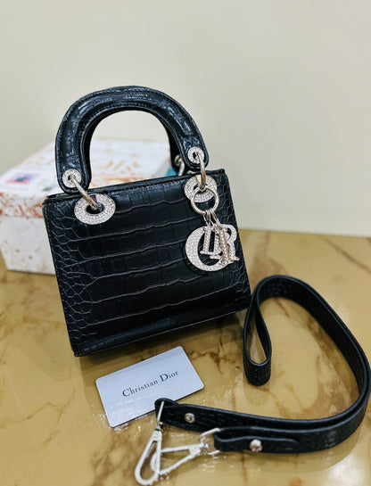 LADY DIOR-Inspired Handbag – Premium Quality Small Women Bag with Full Branding(Black)