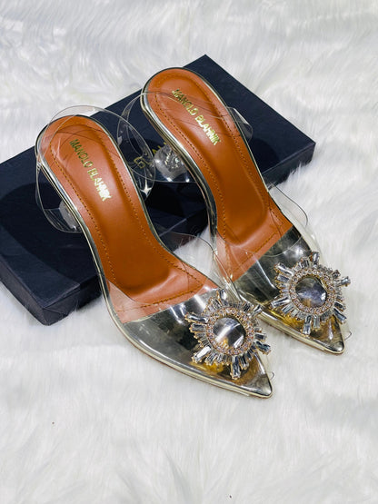 MANOLO BLAHNIK-Inspired Heels – Premium Women Footwear with Brand Box(Gold)