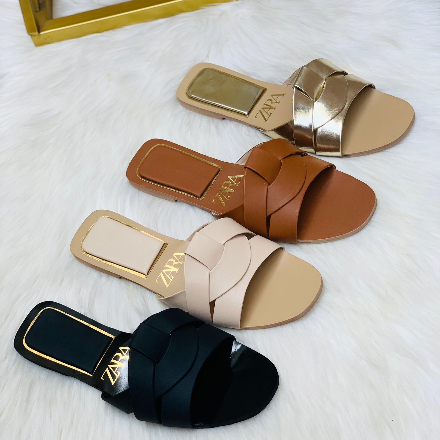 ZARA Basic Slipper – Everyday Women Footwear with Brand Box (Brown)