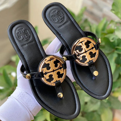TORY MILLER-Inspired Flat Slippers – Elegant Women Footwear with Brand Box(Black)