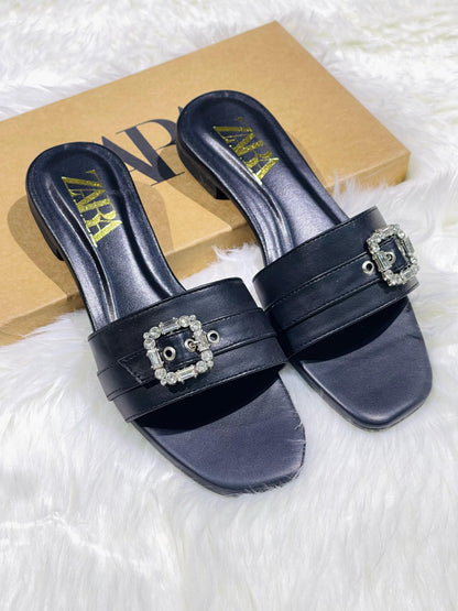 SALE – ZARA Flat Slippers – Trendy Women Footwear with Brand Box