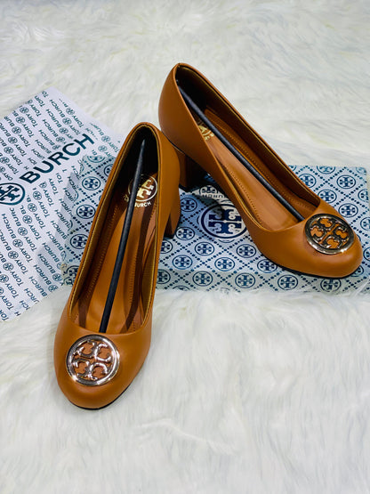 TORY BURCH Block Heel Pumps (Premium Quality Women Footwear with Brand Box)(Brown)