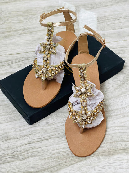 JIMMY CHOO-Inspired Embroidered Sandals – Luxury Women Footwear with Brand Box(Brown)