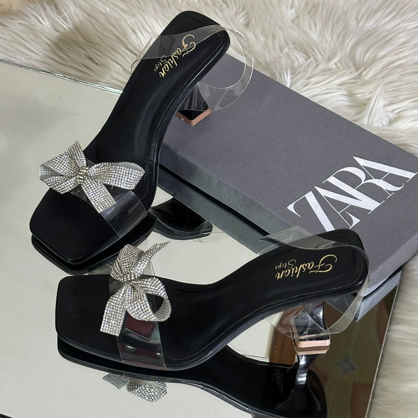 RESTOCKED – ZARA Transparent Heel Sandals | Stylish Women Footwear in Beautiful Colours(Black)