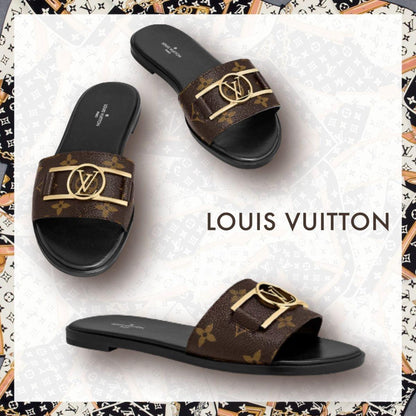 LOUIS VUITTON-Inspired Flat Slippers – Premium Women Footwear with Brand Box(Brown 1)
