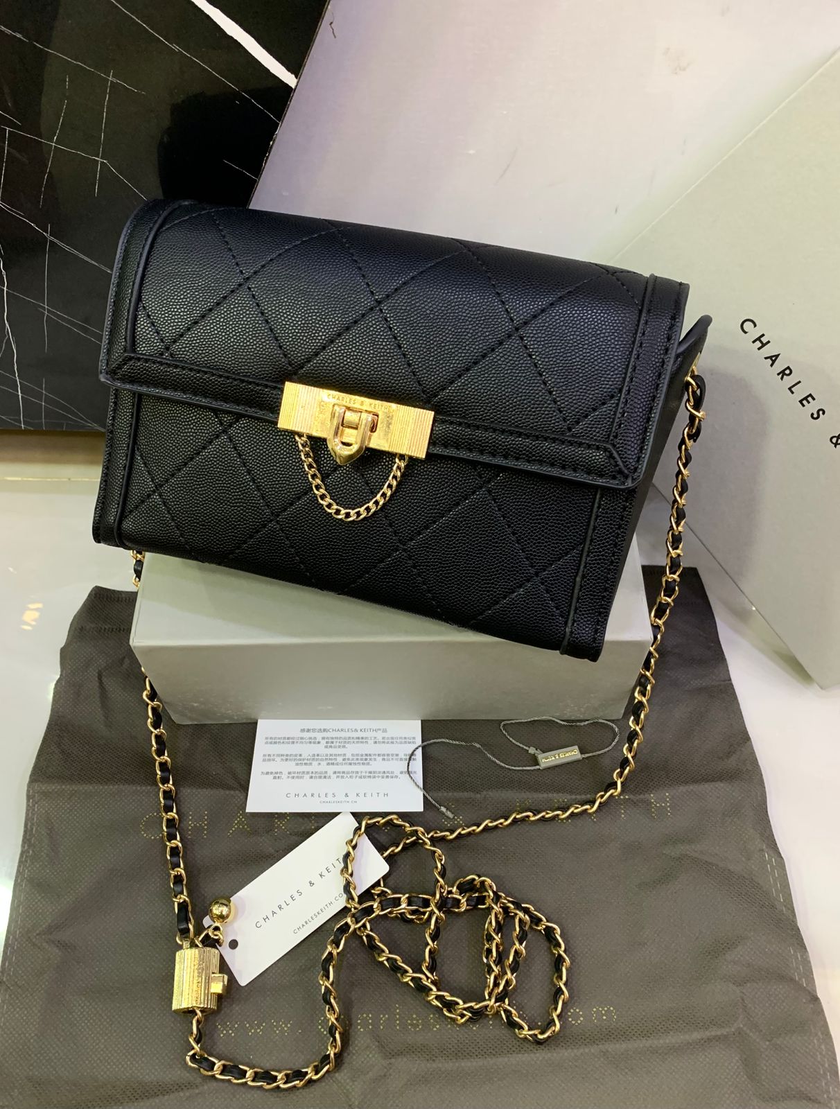 CHARLES & KEITH – Master Copy Women Bag (Crossbody) (Black)