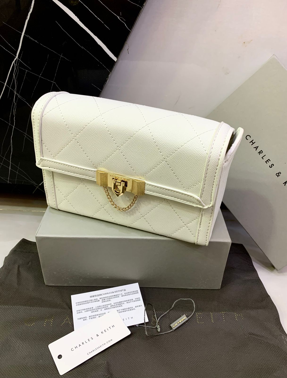 CHARLES & KEITH – Master Copy Women Bag (Crossbody) (White)