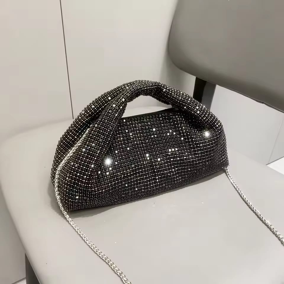 Unique Bridal Women Bag – Hand & Shoulder Chain Carry (Black)