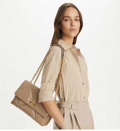 TORY BURCH – Kira Diamond Quilt Shoulder Bag (Brown)