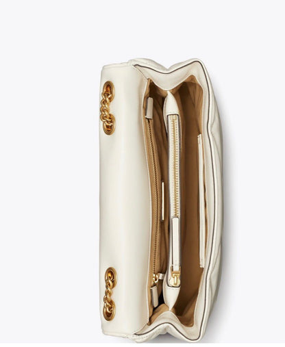 TORY BURCH – Kira Diamond Quilt Shoulder Bag (White)