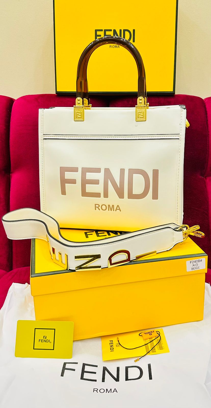 F-E-N-D-I Premium Tote Women Bag – Luxury Edition  (White)